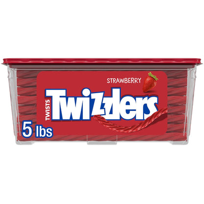 TWIZZLERS Twists Strawberry Flavored Licorice Style, Low Fat Candy Tub, 5 lb