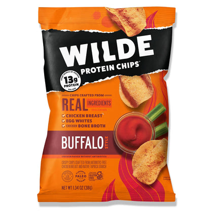 WILDE Spicy Protein Chips Variety Pack, Buffalo, Spicy Queso, Nashville Hot, Thin and Crispy, Protein Snack, Keto Chips, Made with Real Ingredients, 1.34oz Bags (Pack of 12)…