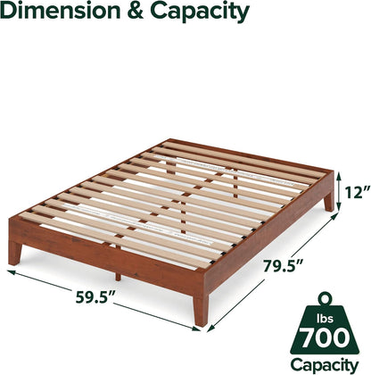 ZINUS Wen Deluxe Wood Platform Bed Frame, Solid Foundation, Wooden Slat Support, No Box Spring Needed, Easy Assembly, Queen