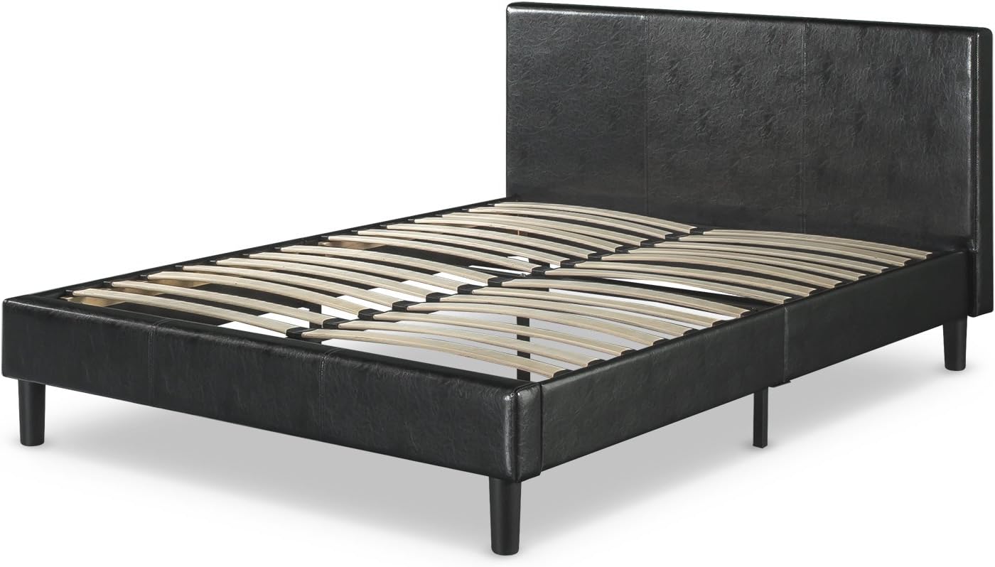 ZINUS Jade Faux Leather Upholstered Platform Bed Frame / Mattress Foundation with Wood Slat Support / No Box Spring Needed / Easy Assembly, Queen