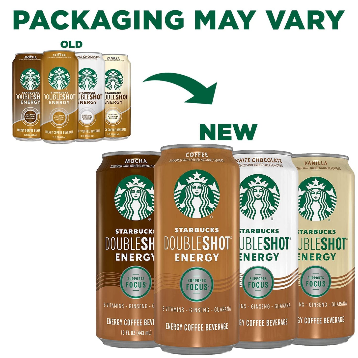 Starbucks Doubleshot Energy Drink Coffee Beverage, Vanilla, Iced Coffee, 15 fl oz Cans (12 Pack) (Packaging May Vary)