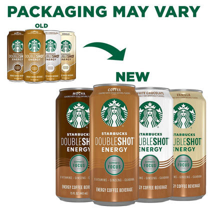 Starbucks Doubleshot Energy Drink Coffee Beverage, Vanilla, Iced Coffee, 15 fl oz Cans (12 Pack) (Packaging May Vary)