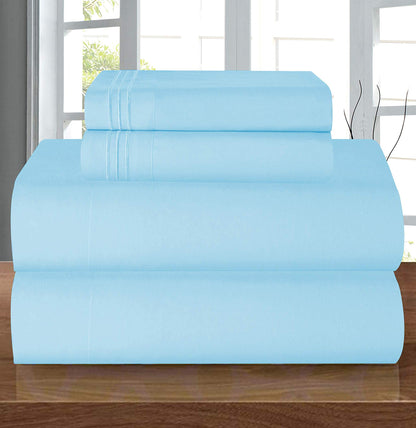 Elegant Comfort Luxury 1500 Premium Hotel Quality Microfiber 4-Piece Sheet Set - Wrinkle Resistant, All Around Elastic Fitted Sheet, Deep Pocket up to 16", Twin/Twin XL, Aqua