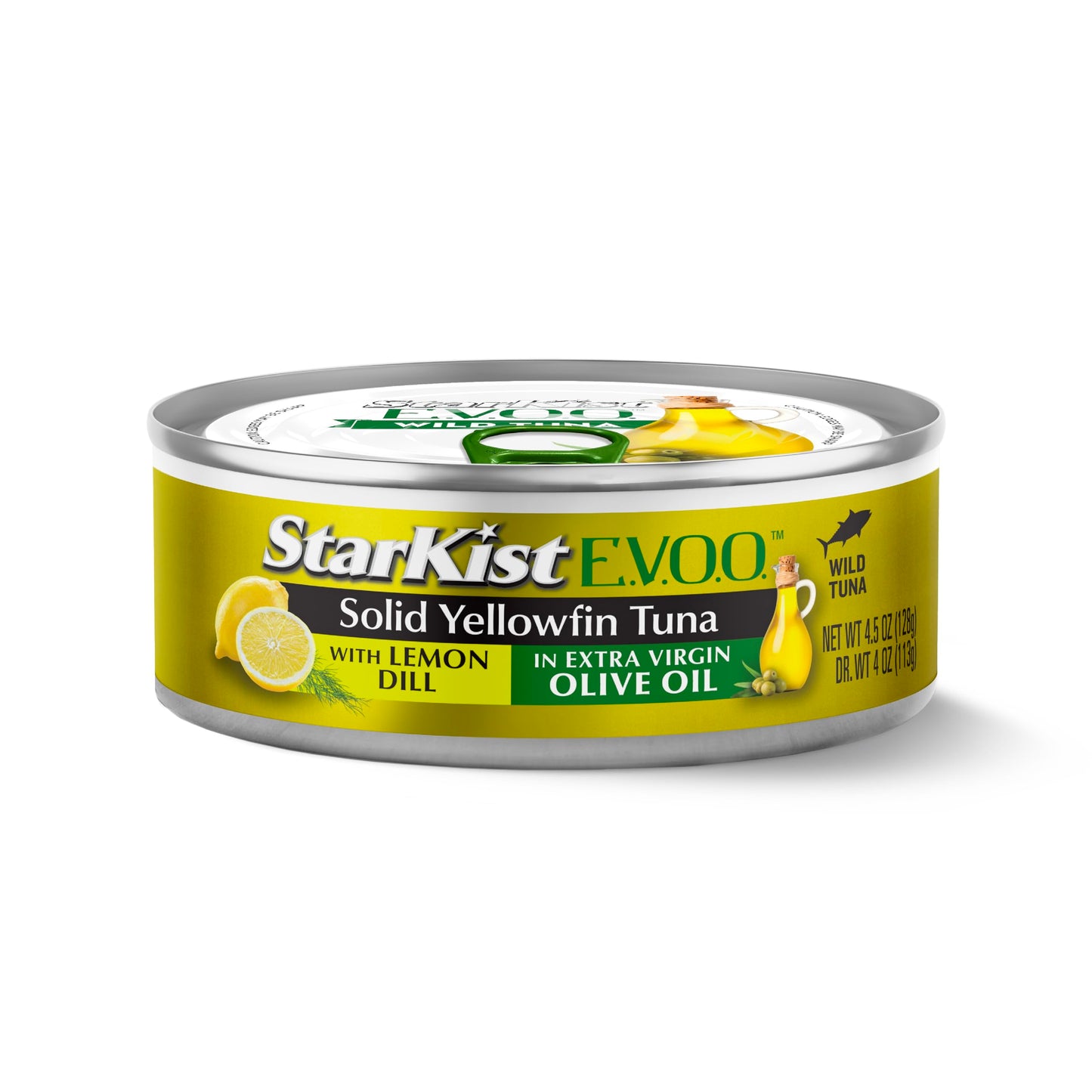 StarKist E.V.O.O. Solid Yellowfin Tuna in Extra Virgin Olive Oil, 4.5 oz (4 Pack) Canned Tuna Fish, Wild Caught, Gluten Free, Ready to Eat, Perfect for Salads, Keto Meals and Snacks