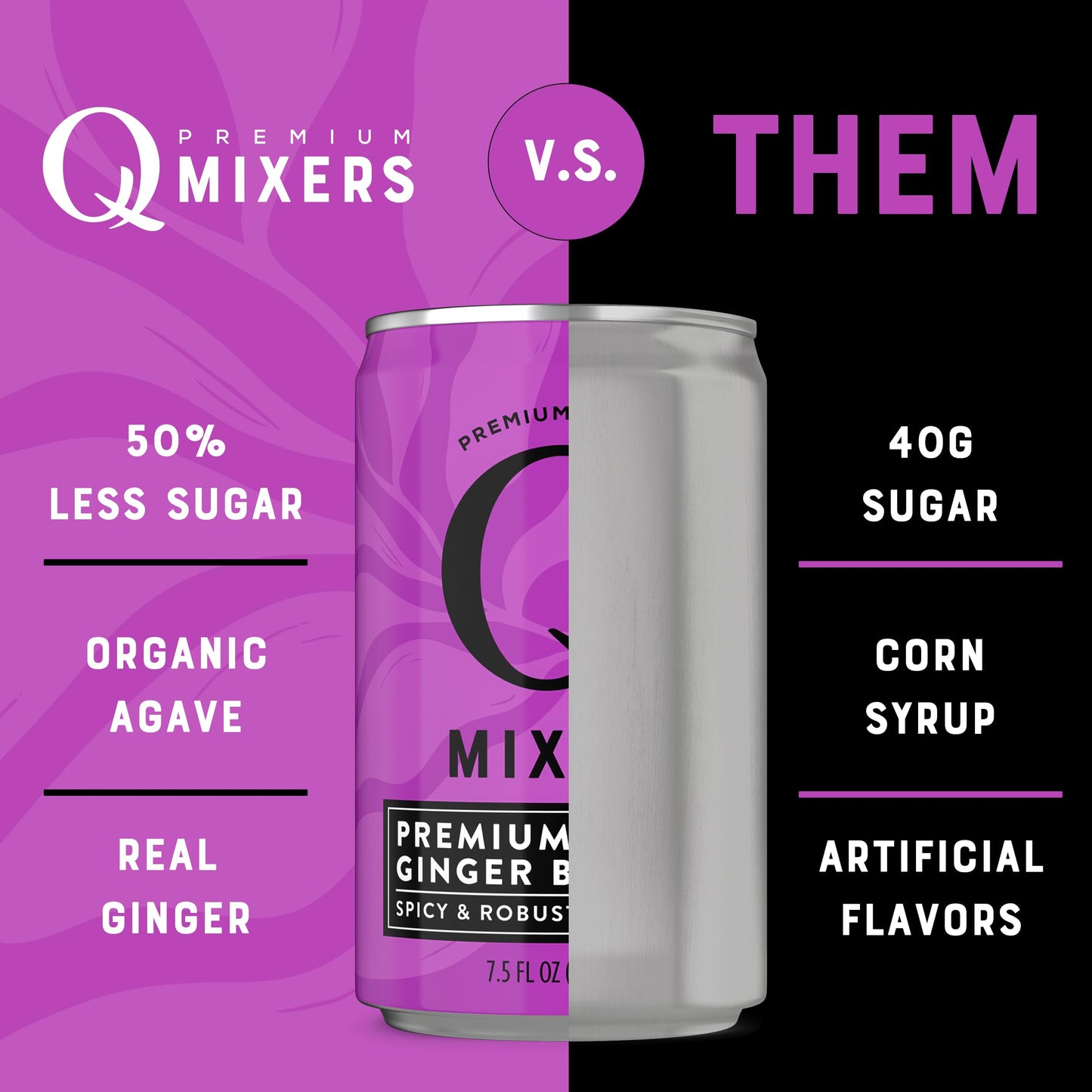 Q Mixers Tonic Water, Premium Cocktail Mixer Made with Real Ingredients, Only 45 Calories per Can, 7.5 Fl oz (Pack of 24)