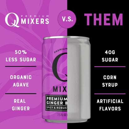 Q Mixers Tonic Water, Premium Cocktail Mixer Made with Real Ingredients, Only 45 Calories per Can, 7.5 Fl oz (Pack of 24)