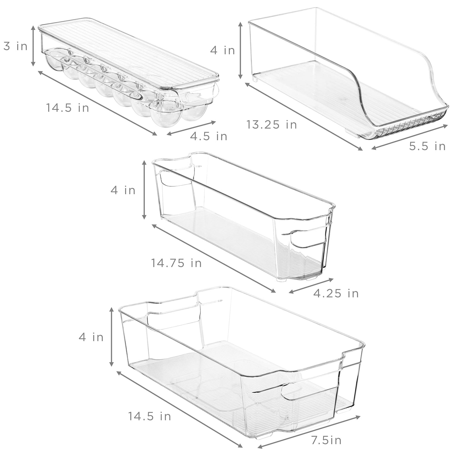 Sorbus Fridge Bins and Freezer Bins Refrigerator Organizer Stackable Food Storage Containers BPA-Free Drawer Organizers for Refrigerator Freezer and Pantry (Pack of 6)