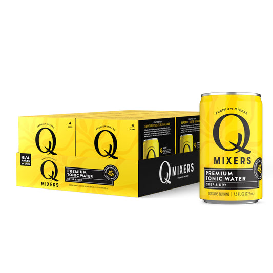 Q Mixers Tonic Water, Premium Cocktail Mixer Made with Real Ingredients, Only 45 Calories per Can, 7.5 Fl oz (Pack of 24)