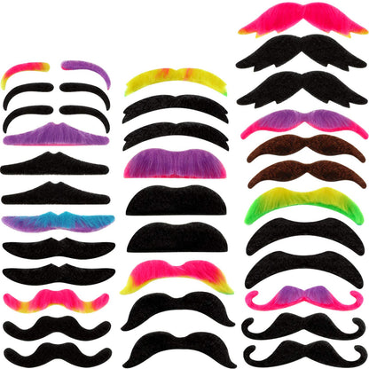 48 Pieces Fake Mustaches, Self Adhesive Novelty Moustaches Fiesta Masquerade Party Supplies Halloween Costume