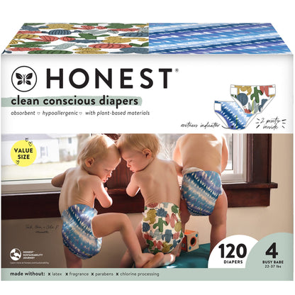 The Honest Company Clean Conscious Diapers | Plant-Based, Sustainable | Above It All + Pandas | Club Box, Size Newborn, 72 Count