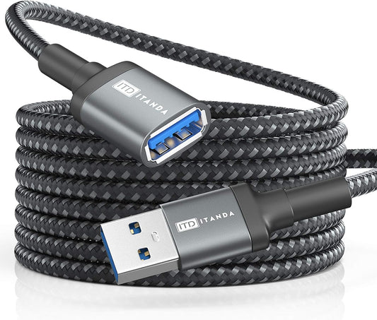 ITD ITANDA 10FT USB Extension Cable USB 3.0 Extension Cord Type A Male to Female5Gbps Data Transfer for Keyboard, Mouse, Playstation, Xbox, Flash Drive, Printer, Camera and More