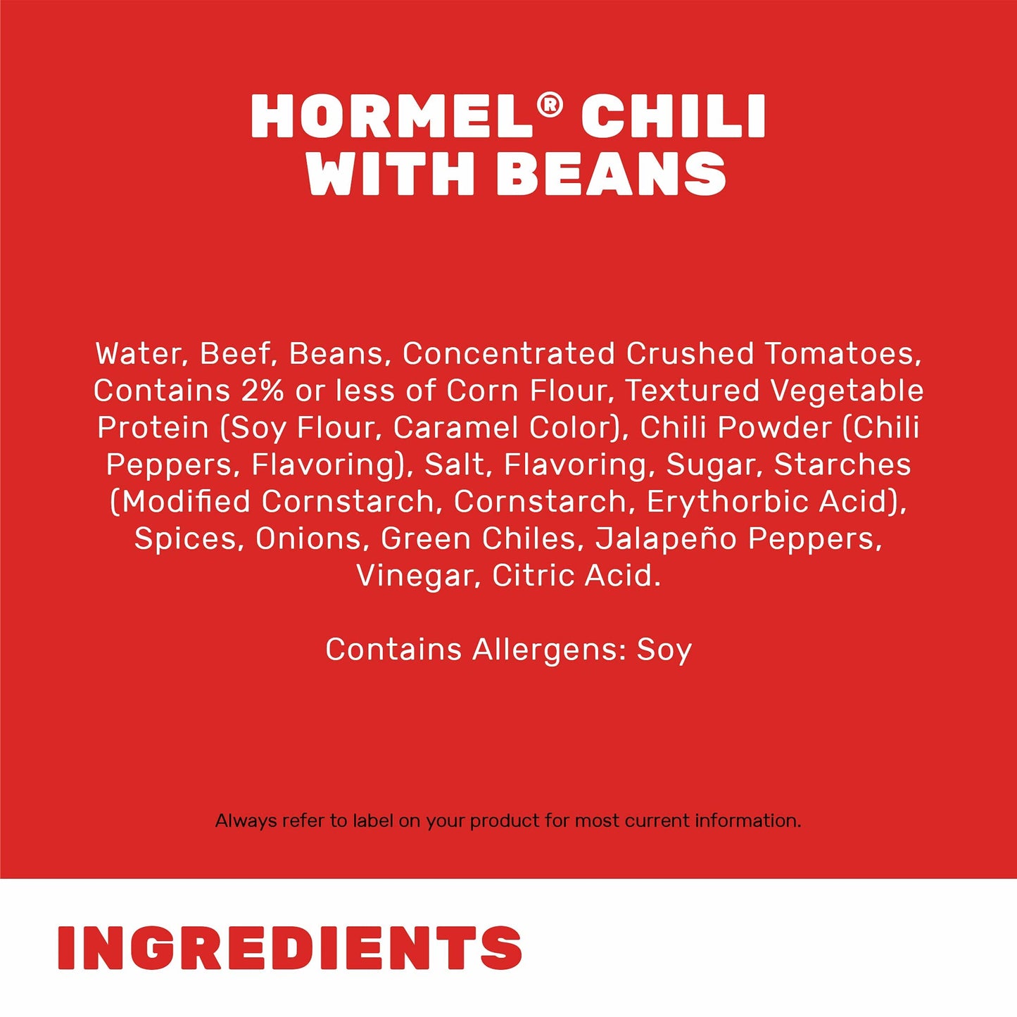 HORMEL Chili Chunky Beef Chili with Beans, No Artificial Ingredients, 15 Oz