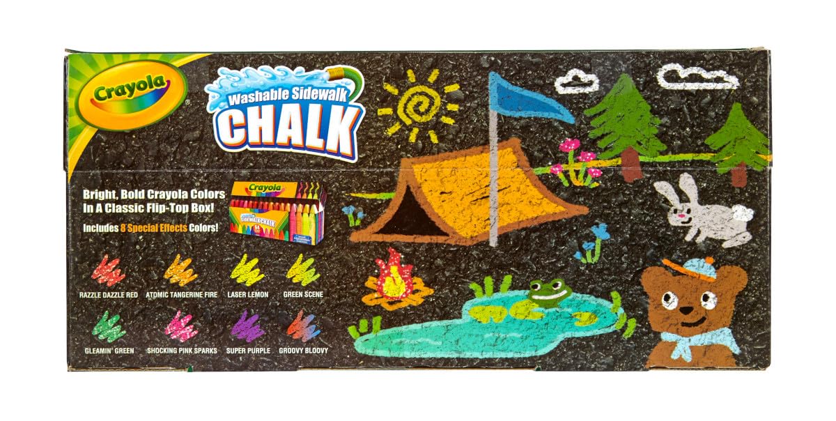 Crayola Ultimate Washable Chalk Collection (64ct), Bulk Sidewalk Chalk, Outdoor Chalk for Kids, Anti-Roll Sticks, School Supplies