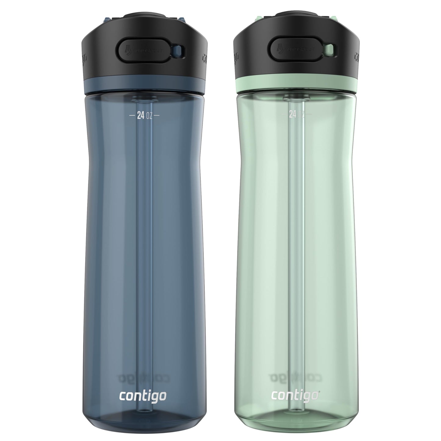 Contigo Ashland 2.0 Water Bottle with AUTOSPOUT Lid | Tritan Water Bottle, 24oz., 3 Pack, Juniper & Sake & Bubble Tea