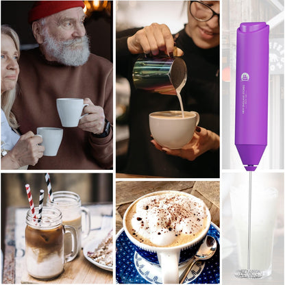 Powerful Milk Frother Handheld Foam Maker, Mini Whisk Drink Mixer for Coffee, Cappuccino, Latte, Matcha, Hot Chocolate, No Stand, Galaxy