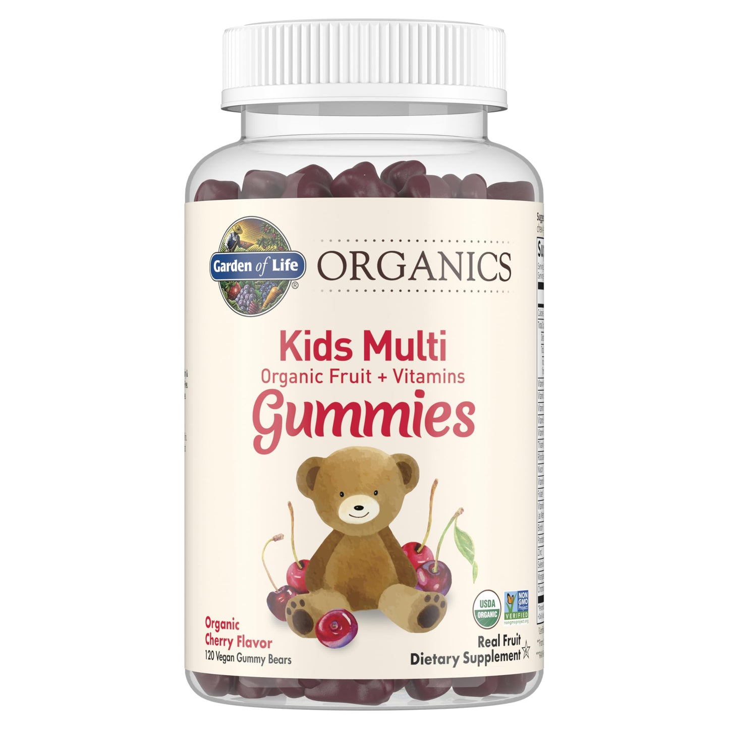 Garden of Life Organics Kids Gummy Vitamins - Fruit - Certified Organic, Non-GMO & Vegan Complete Children's Multi - B12, C & D3 - Gluten, Soy & Dairy Free, 120 Real Fruit Chew Gummies