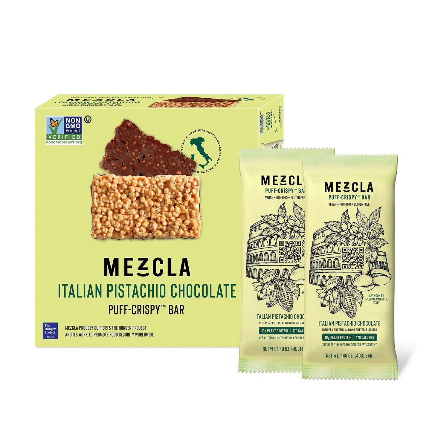 Mezcla Vegan Chocolate High Protein Bars, Gluten Free, Plant Based, Non GMO, No Dairy, 10g Protein, Healthy Snacks, 6 Flavor Variety Pack (8 Bars)