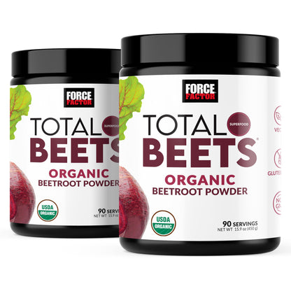 Force Factor Total Beets Organic Beetroot Powder Superfood to Boost Daily Nutrition, USDA Organic, Vegan, Gluten-Free, and Non-GMO Beet Supplement, Unflavored, 90 Servings