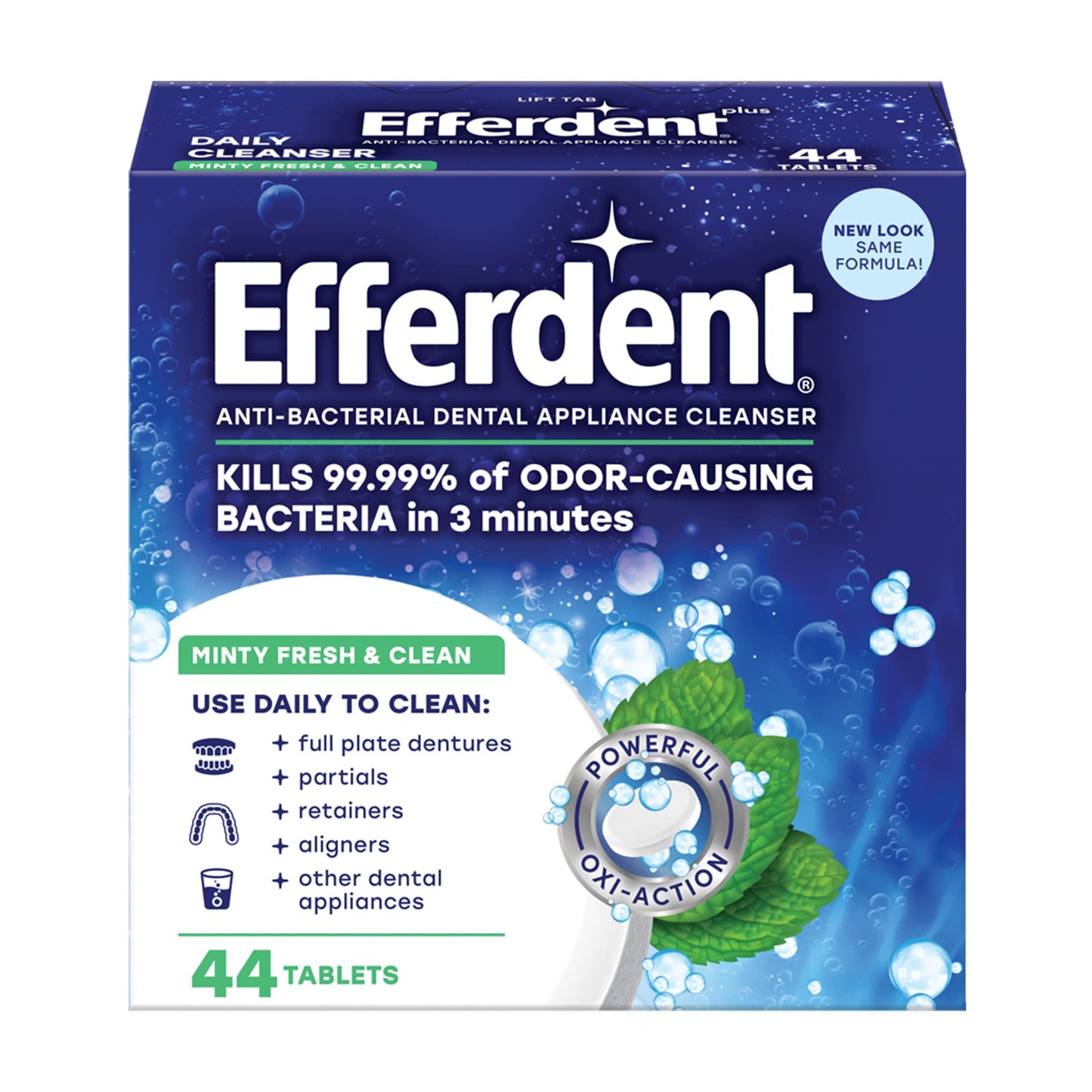 Efferdent Retainer Cleaning Tablets, Denture Cleaning Tablets for Dental Appliances, Minty Fresh & Clean, 126 Count