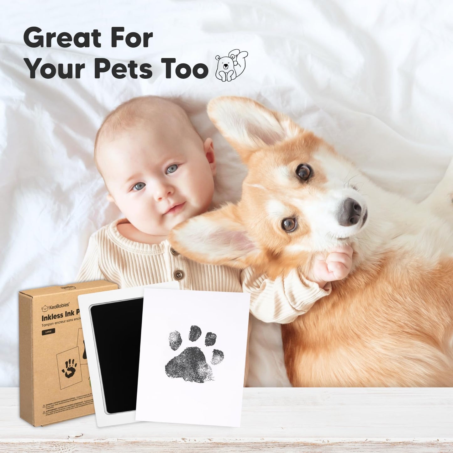 4-Pack Inkless Hand and Footprint Kit - Ink Pad for Baby Hand and Footprints - Dog Paw Print Kit,Dog Nose Print Kit - Baby Footprint Kit, Clean Touch Baby Foot Printing Kit, Handprint Kit (Jet Black)