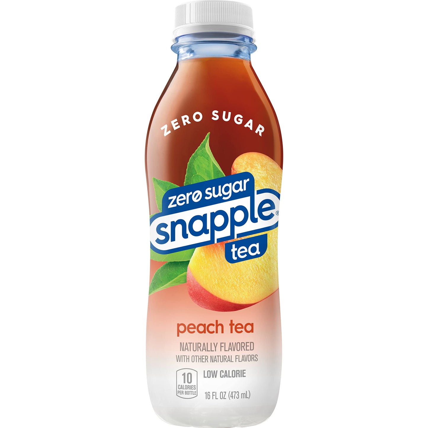 Snapple Zero Sugar Peach Tea, 16 fl oz recycled plastic bottle (Pack of 12)