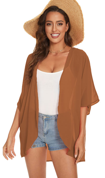 Womens Kimono Beach Cover Up Chiffon Cardigan Floral Tops Loose Capes