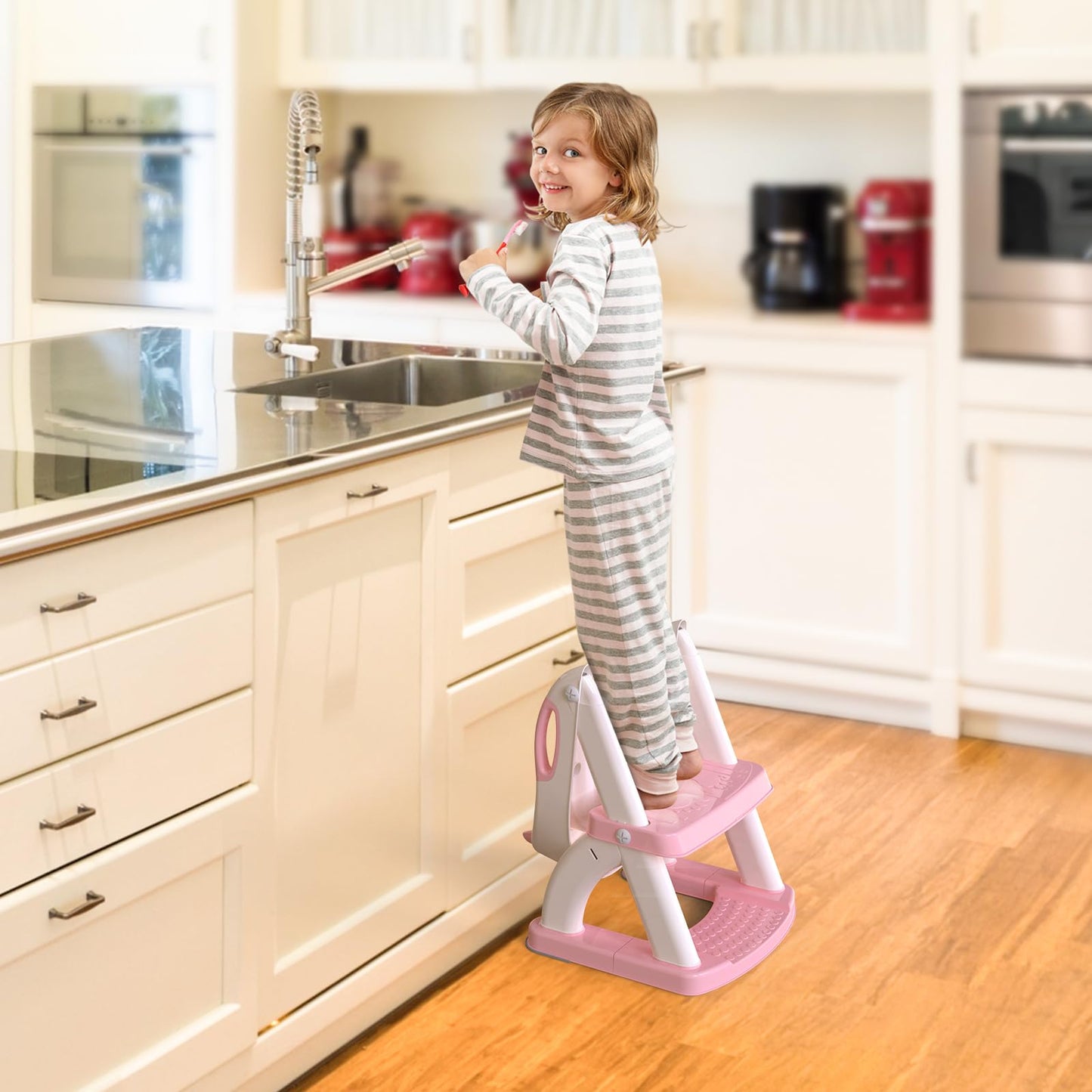 Toilet Potty Training Seat with Step Stool Ladder,SKYROKU Training Toilet for Kids Boys Girls Toddlers-Comfortable Safe Potty Seat with Anti-Slip Pads Ladder (Grey)