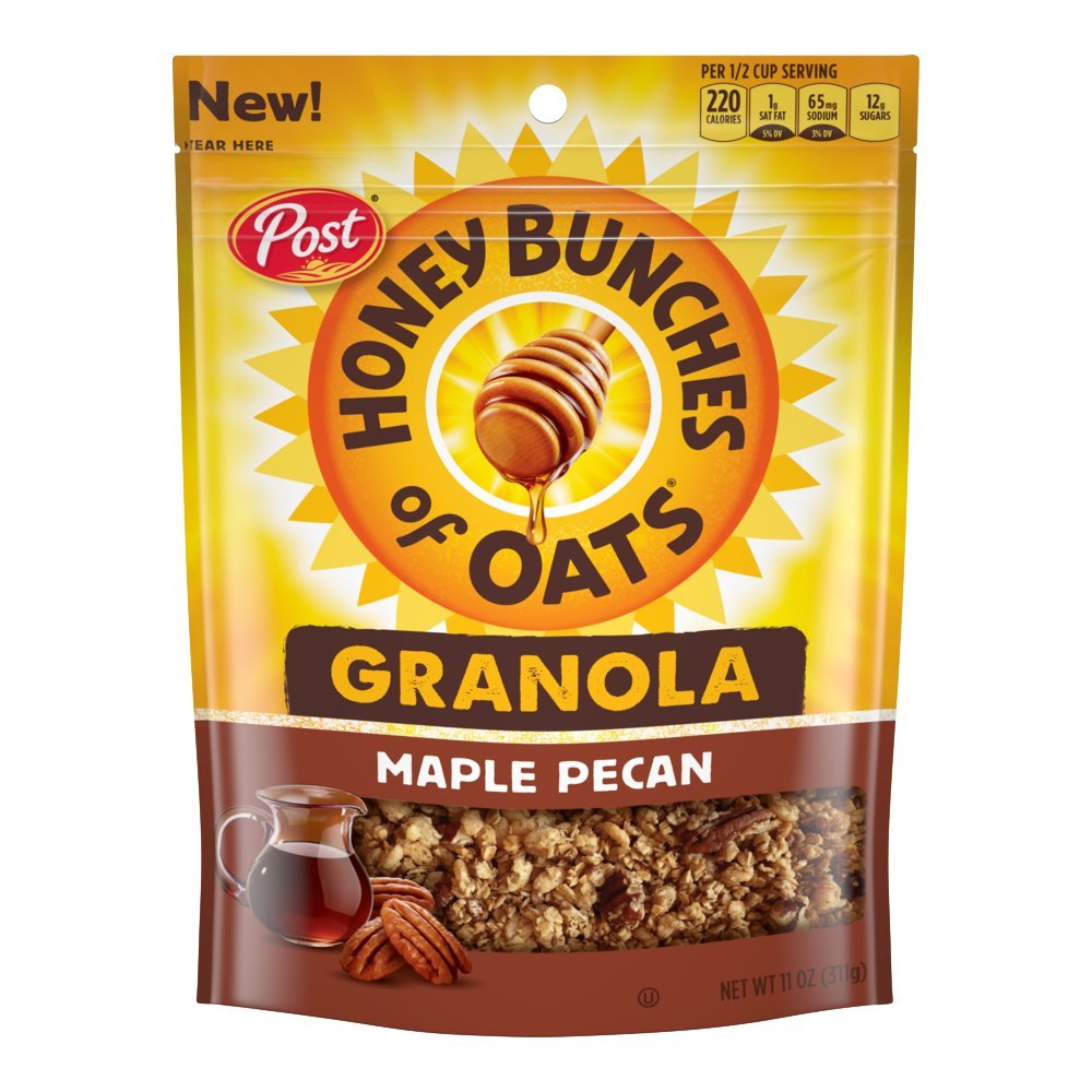 Honey Bunches of Oats with Strawberries Breakfast Cereal, Strawberry Cereal with Oats and Granola Clusters, 11 OZ Box