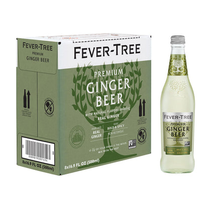 Fever Tree Ginger Beer - Premium Quality Mixer - Refreshing Beverage for Cocktails & Mocktails. Naturally Sourced Ingredients, No Artificial Sweeteners or Colors - 150 ML Cans - Pack of 24