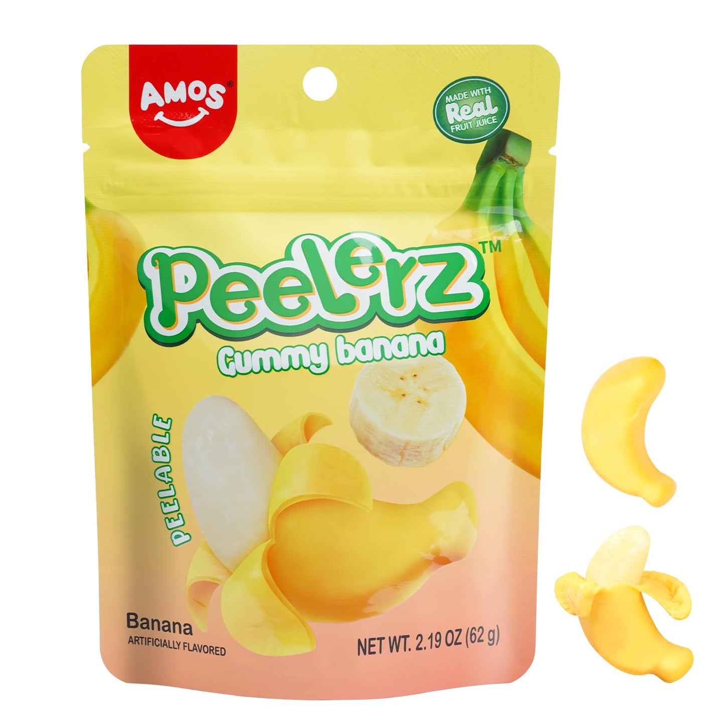 Amos Peelable Mango Candy, Peelerz Gummy Mango Peeling Candy,Resealable 2.19oz Bag (Pack of 3)