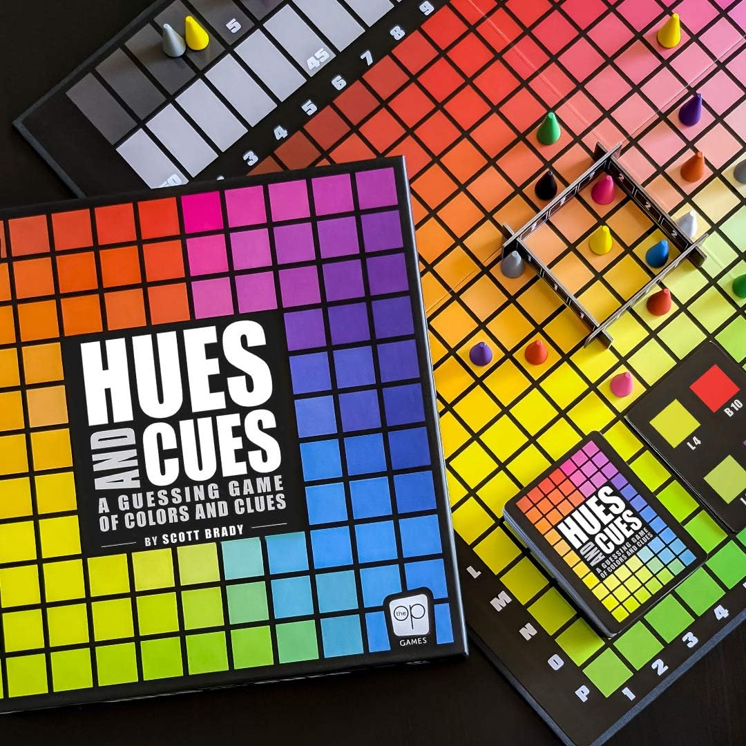 HUES and CUES - Vibrant Color Guessing Board Game for 3-10 Players Ages 8+, Connect Clues and Guess from 480 Color Squares