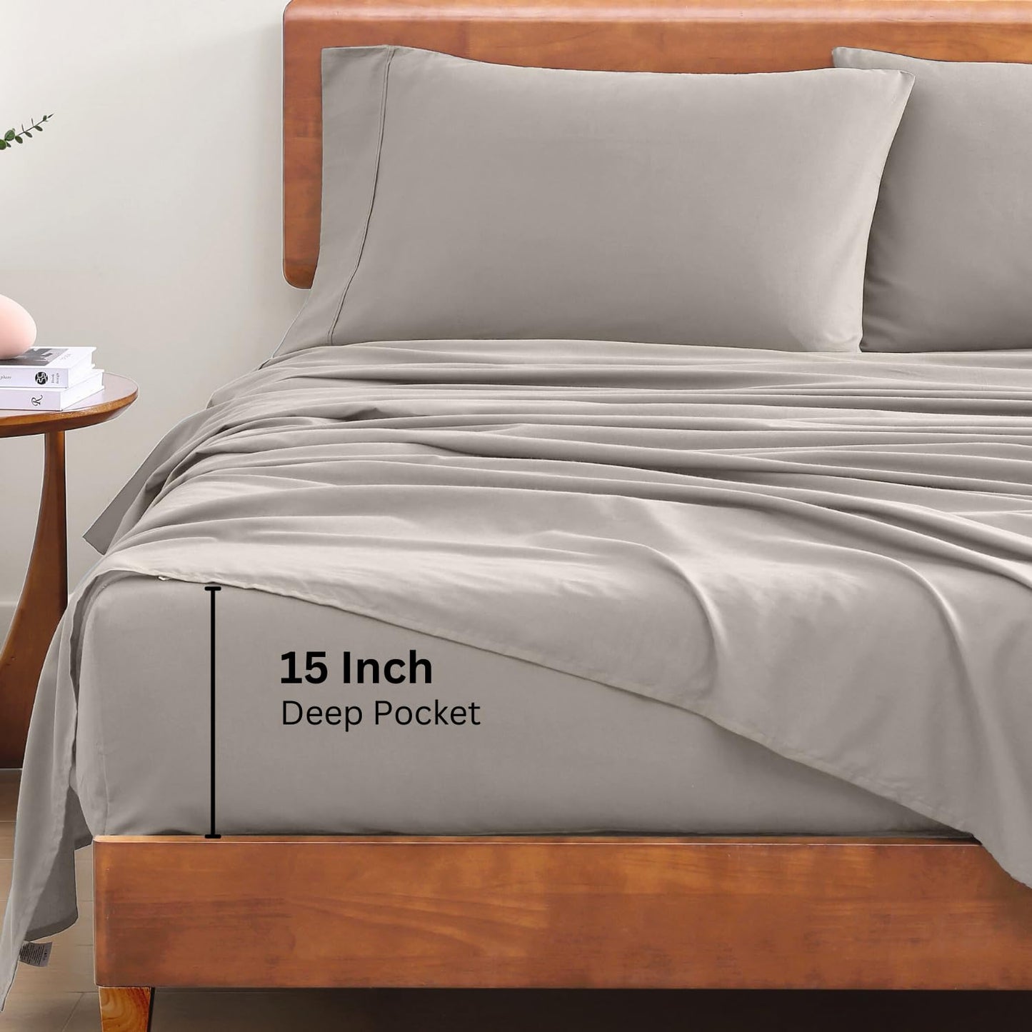 LANE LINEN 100% Organic Cotton Twin Sheets Set, 3Pc Twin Bed Sheets, Breathable Cotton Sheets Twin Size Bed Set, Dorm Room Essentials with 15" Twin Deep Pocket Fitted Sheet - White Sheets