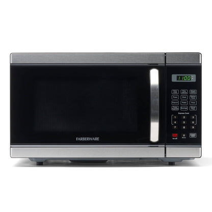 Farberware Countertop Microwave 700 Watts, 0.7 Cu. Ft. - Microwave Oven With LED Lighting and Child Lock - Perfect for Apartments and Dorms - Easy Clean Stainless Steel