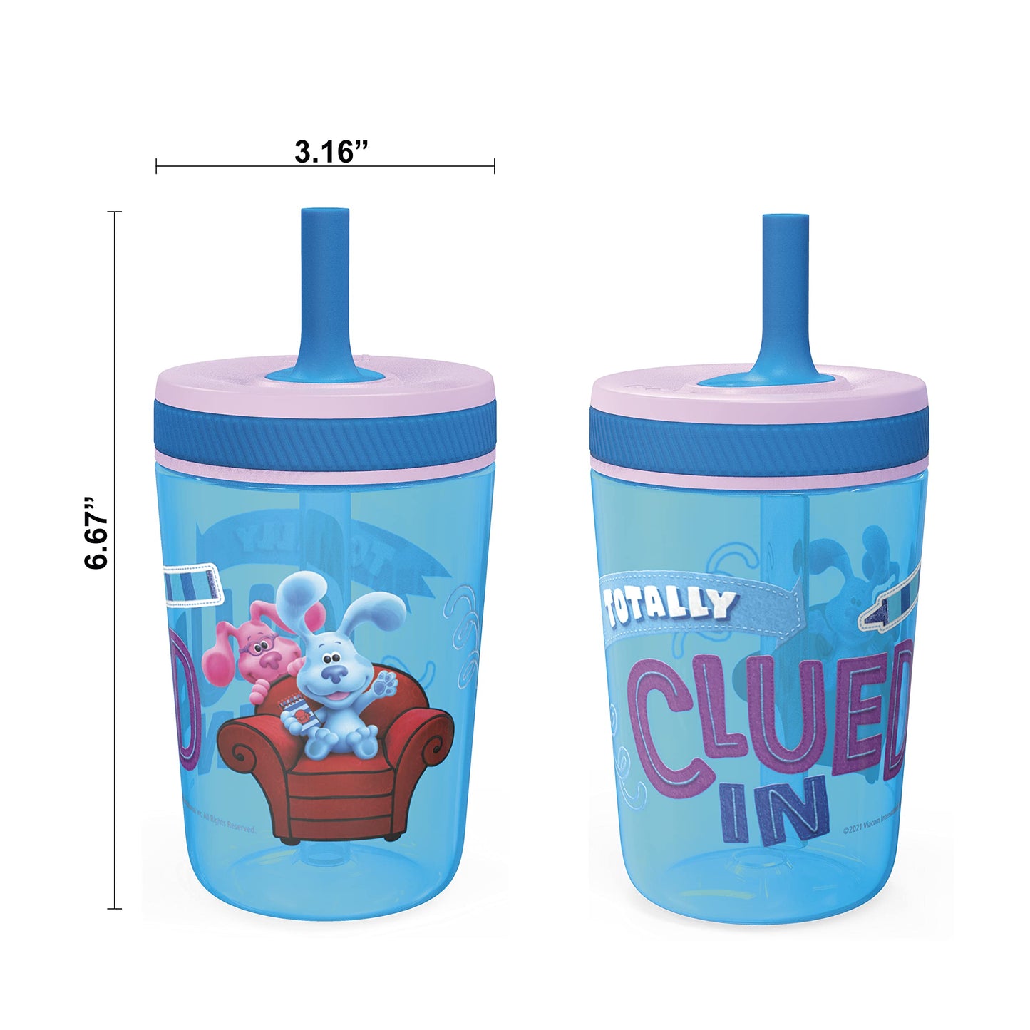 Zak Designs 15oz Bluey Kelso Tumbler Set, BPA-Free Leak-Proof Screw-On Lid with Straw Made of Durable Plastic and Silicone, Perfect Bundle for Kids, 2 Count (Pack of 1)