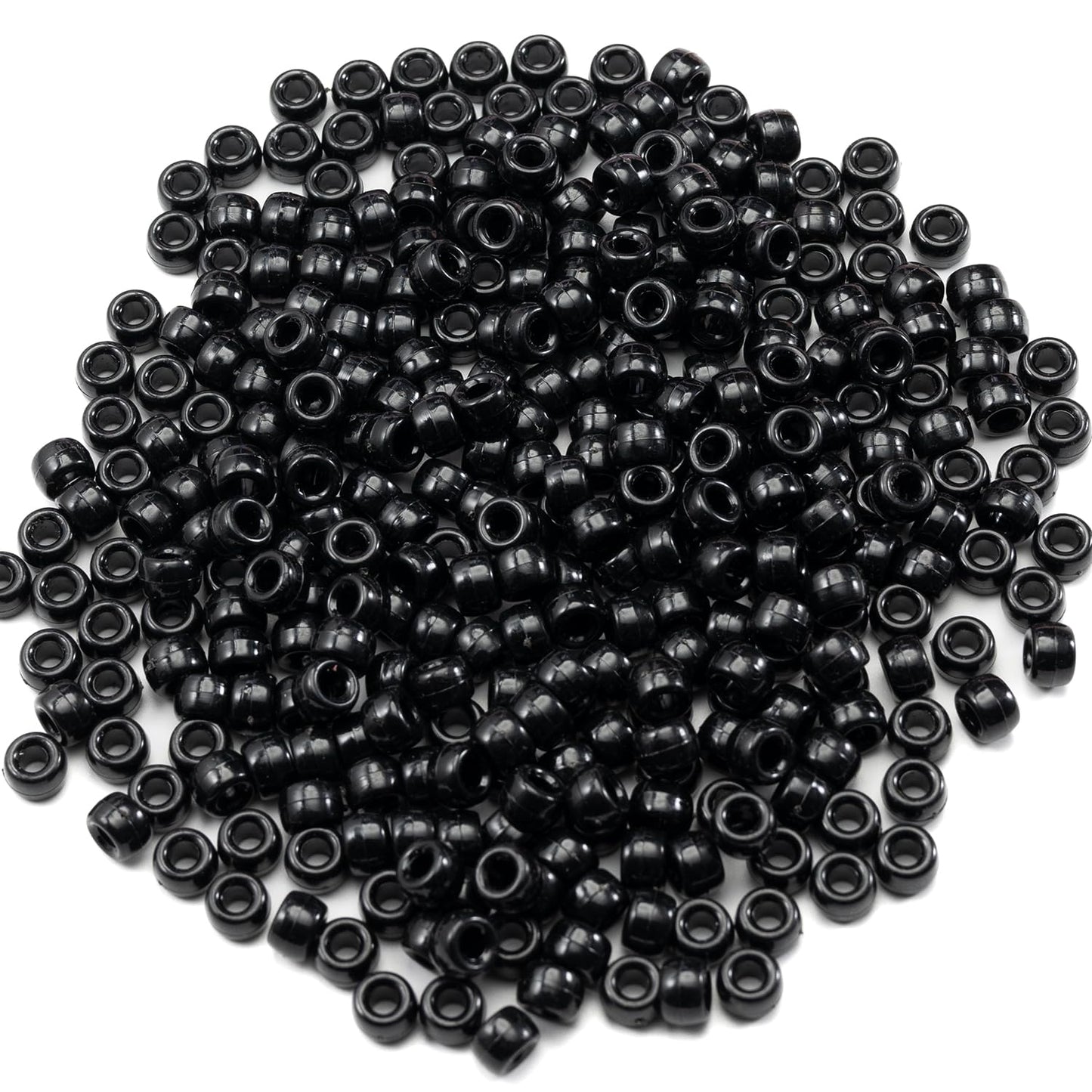 1000 Pcs Acrylic Black Pony Beads 6x9mm Bulk for Friendship Bracelet Necklace Jewelry Making Earring Hair Braiding