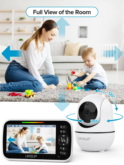 Baby Monitor with Camera and Audio - 5” Display Video Baby Monitor with 29 Hour Battery Life, Remote Pan & Tilt, 2X Zoom,Auto Night Vision, 2 Way Talk, Temperature Sensor,Lullabies,960 Feet Range