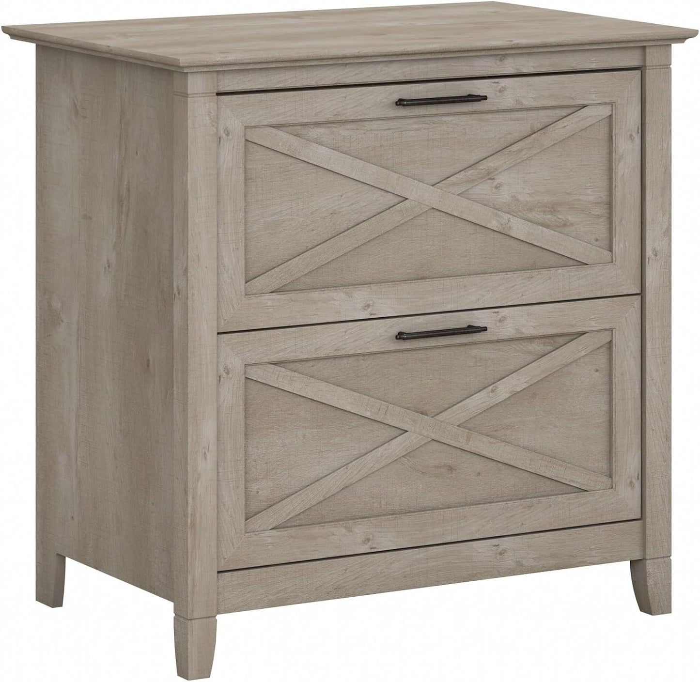 Bush Furniture Key West 2 Drawer Lateral File Cabinet in Washed Gray | Document Storage for Home Office | Accent Chest with Drawers