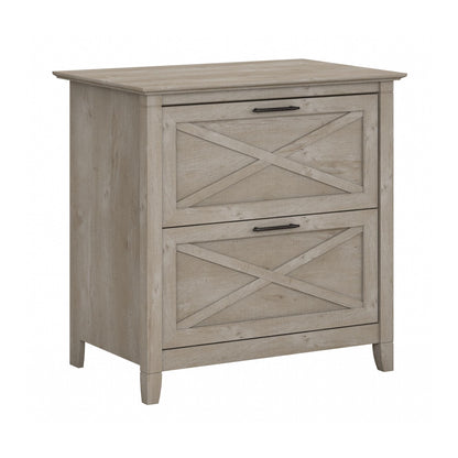 Bush Furniture Key West 2 Drawer Lateral File Cabinet in Washed Gray | Document Storage for Home Office | Accent Chest with Drawers