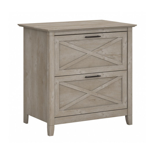 Bush Furniture Key West 2 Drawer Lateral File Cabinet in Washed Gray | Document Storage for Home Office | Accent Chest with Drawers