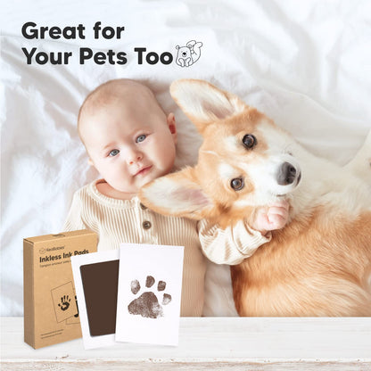 4-Pack Inkless Hand and Footprint Kit - Ink Pad for Baby Hand and Footprints - Dog Paw Print Kit,Dog Nose Print Kit - Baby Footprint Kit, Clean Touch Baby Foot Printing Kit, Handprint Kit (Jet Black)