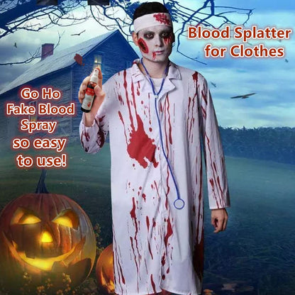 Go Ho Blood Splatter Fake Blood Washable(2.1 oz),Halloween Fake Blood Spray Eye Blood Drops Body Paint,Fake Blood for Clothes and Zombie Monster Vampire Clown Costume Cosplay Makeup,1PC