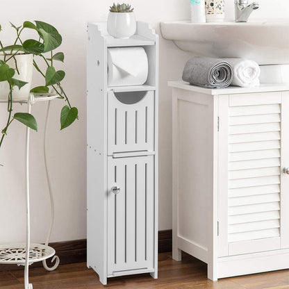 AOJEZOR Bathroom Storage Cabinet: Toilet Paper Holder Fit for Mega Roll - White