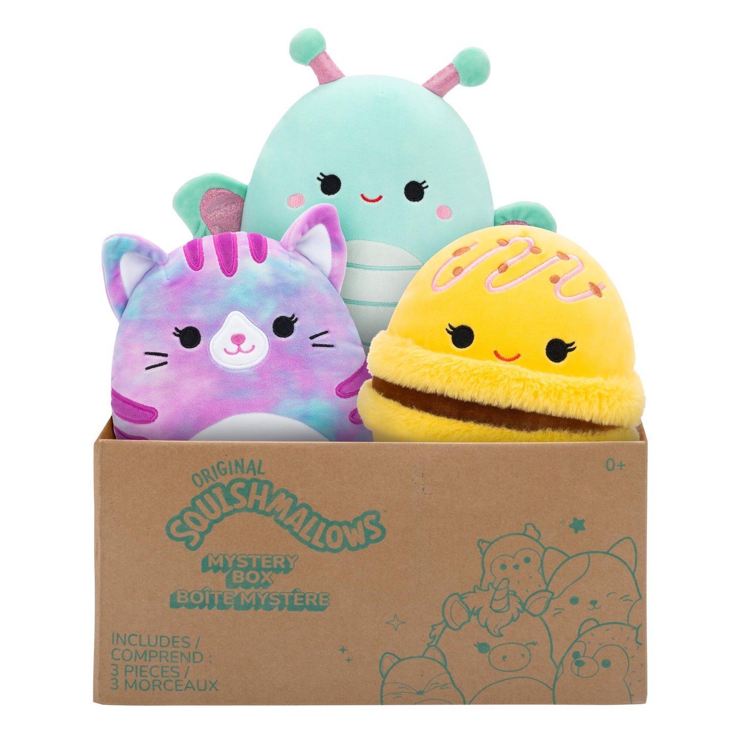 Squishmallows Official Kellytoy 8" Plush Mystery Pack - Styles Will Vary in Surprise Box That Includes Three 8" Plush