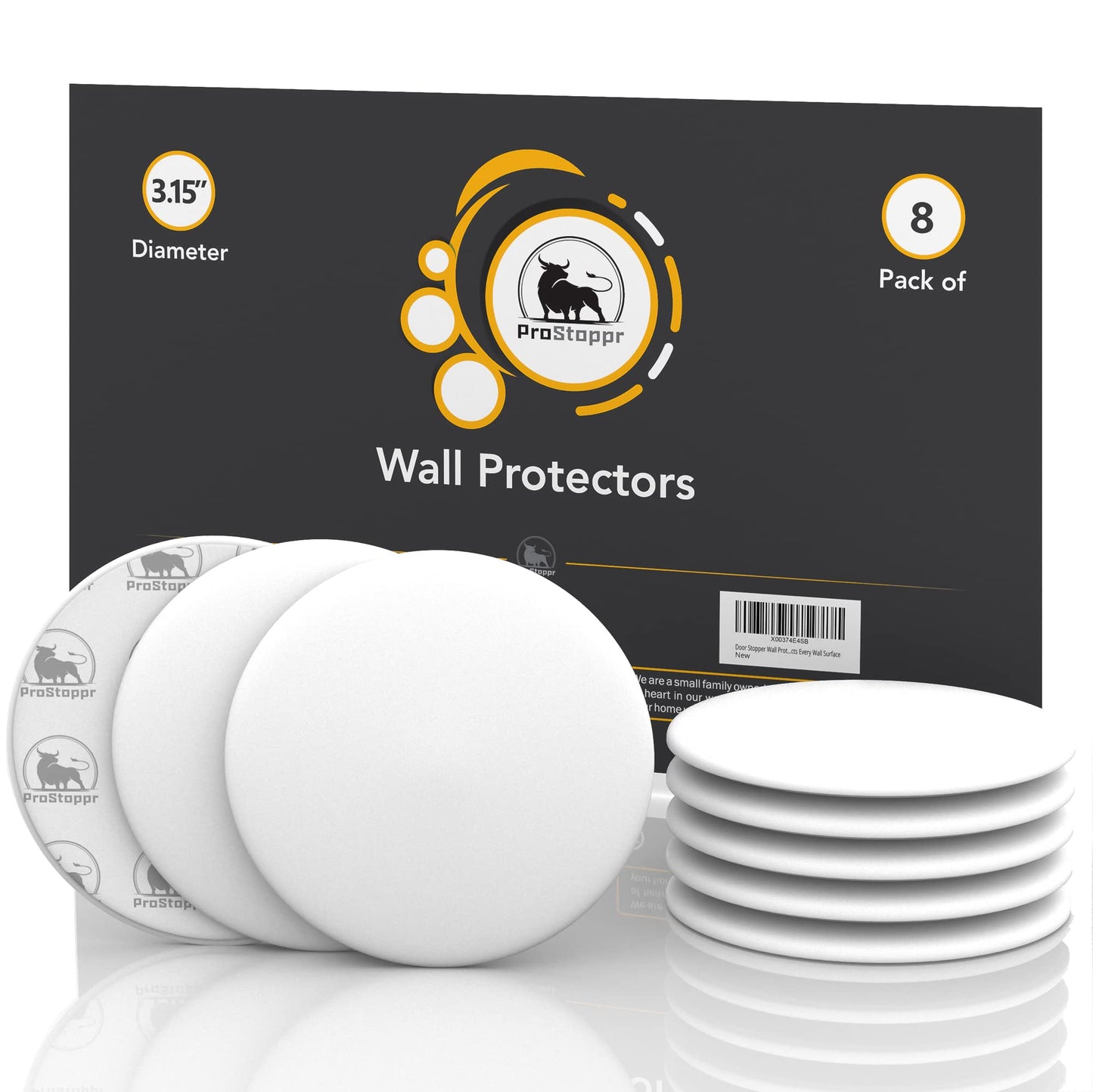 White Door Stoppers - Large 3.15" (4 PCS) - Door Stoppers for Wall with Strong Back Adhesive - Quiet and Shock Absorbent Silicone Wall Protectors from Door Knobs - Protects Every Wall Surface