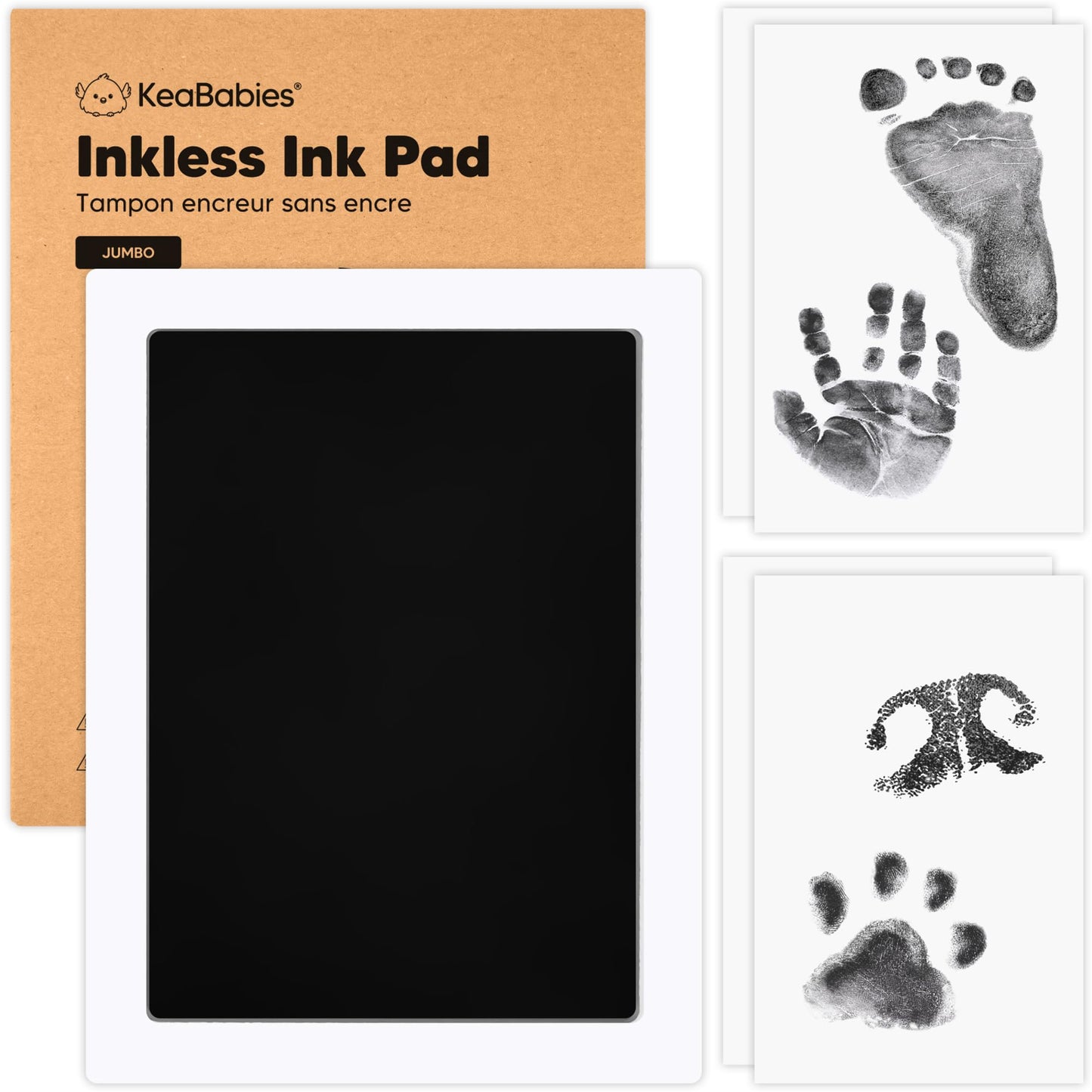 4-Pack Inkless Hand and Footprint Kit - Ink Pad for Baby Hand and Footprints - Dog Paw Print Kit,Dog Nose Print Kit - Baby Footprint Kit, Clean Touch Baby Foot Printing Kit, Handprint Kit (Jet Black)