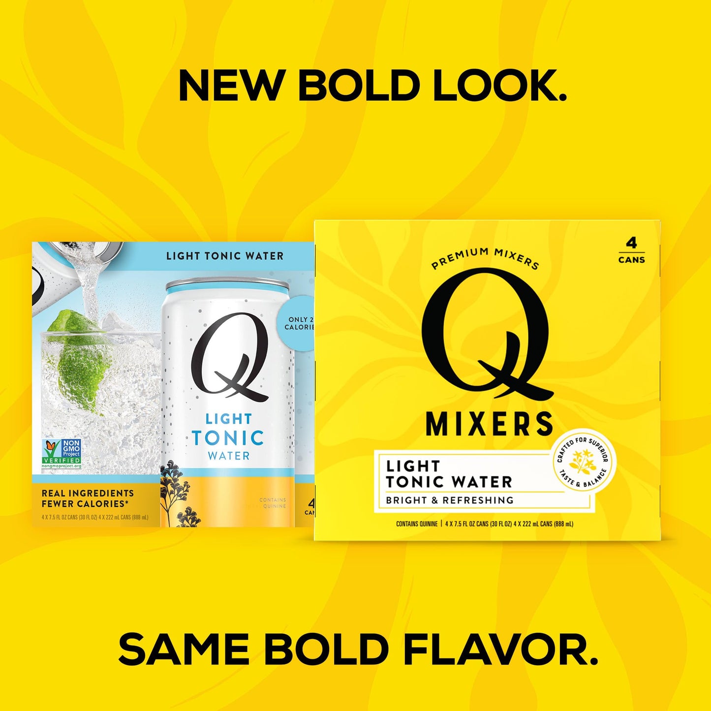 Q Mixers Tonic Water, Premium Cocktail Mixer Made with Real Ingredients, Only 45 Calories per Can, 7.5 Fl oz (Pack of 24)