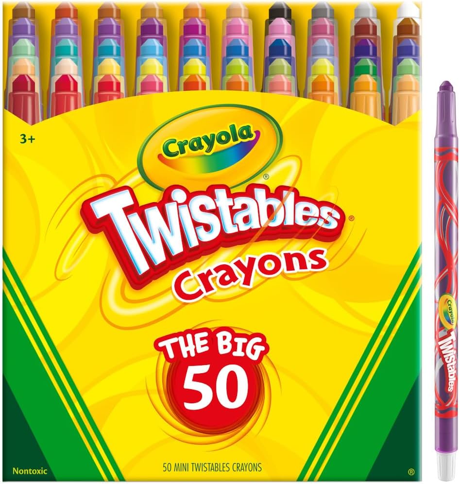 Crayola Mini Twistables Crayons (50ct), Kids Art Supplies for Back to School, Coloring Set, Toddler Crayons for Coloring Books