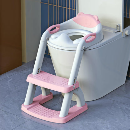 Toilet Potty Training Seat with Step Stool Ladder,SKYROKU Training Toilet for Kids Boys Girls Toddlers-Comfortable Safe Potty Seat with Anti-Slip Pads Ladder (Grey)