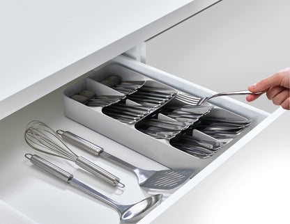 Joseph Joseph DrawerStore Compact Utensil Organizer For Kitchen Drawer Silverware, Flatware Tray, Small, Grey