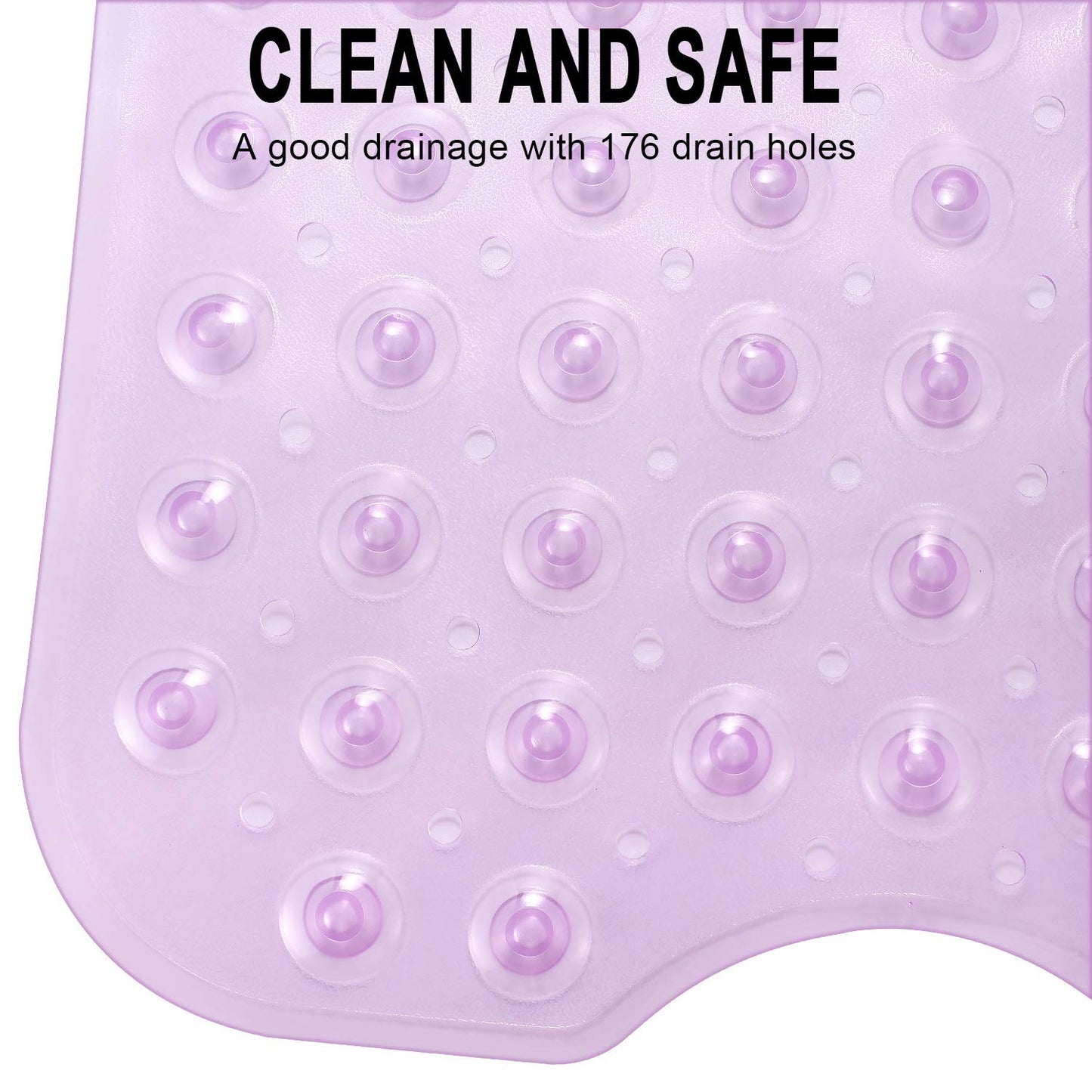 YINENN Bath Tub Shower Safety Mat 40 x 16 Inch Non-Slip and Extra Large, Bathtub Mat with Suction Cups, Machine Washable Bathroom Mats with Drain Holes, Clear